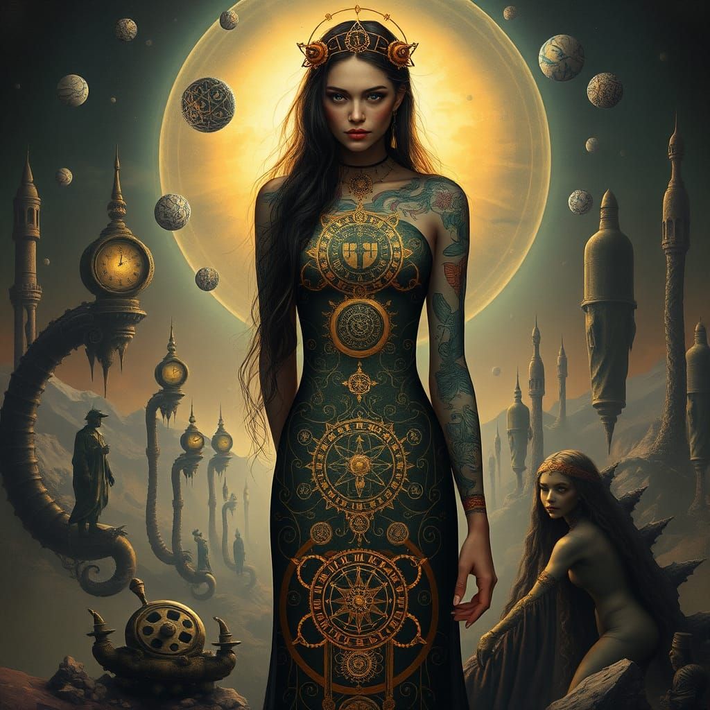 Clockwork Goddess in Surrealist Dreamscape