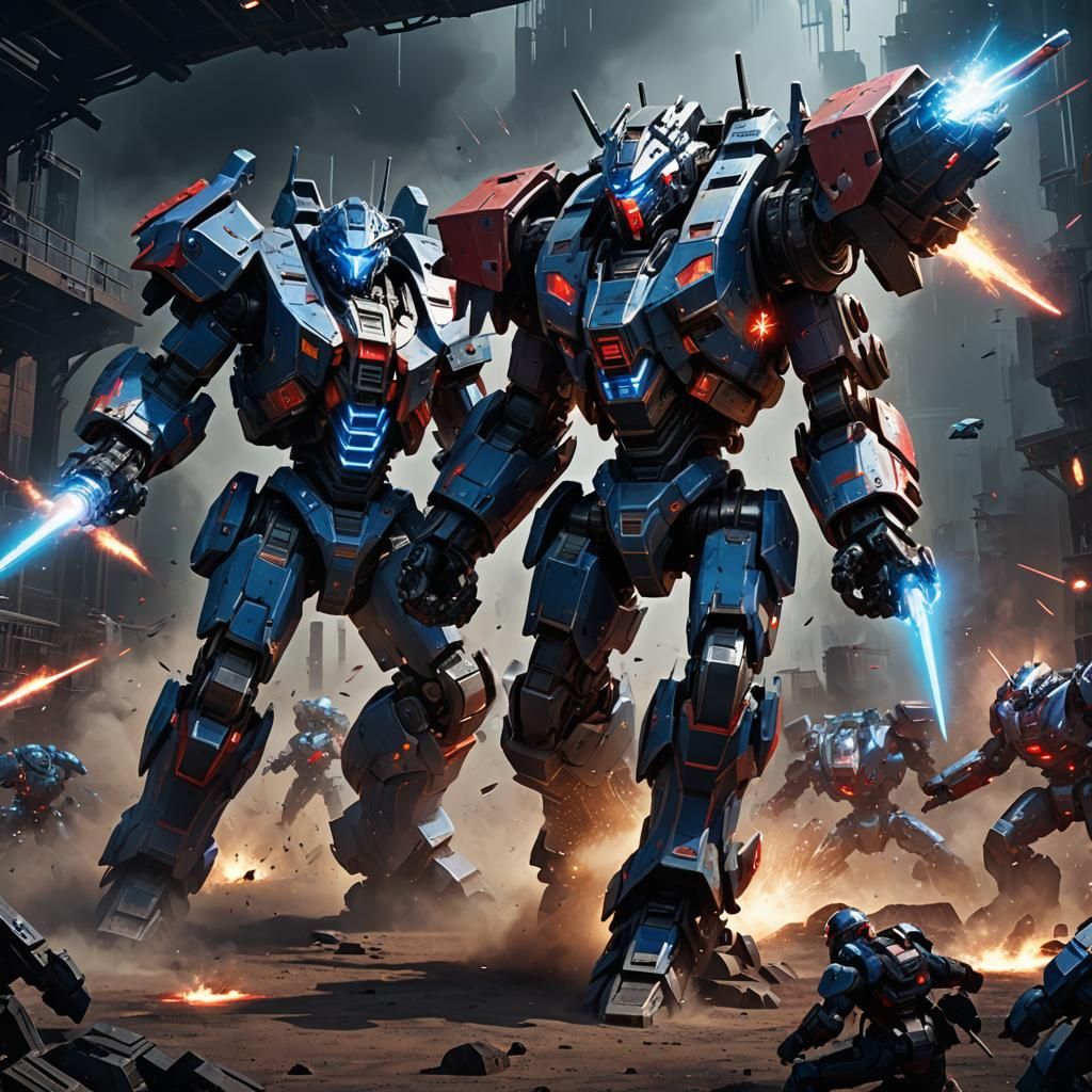 Epic Sci-Fi Mech Battle in Gritty Arena