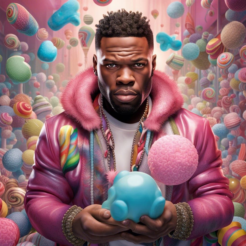 50 Cent in a Whimsical Candy Store