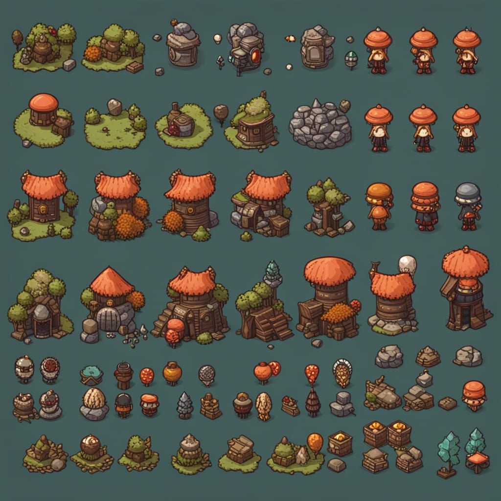 Fantasy JRPG World Themed Top-Down Sprite Sheet