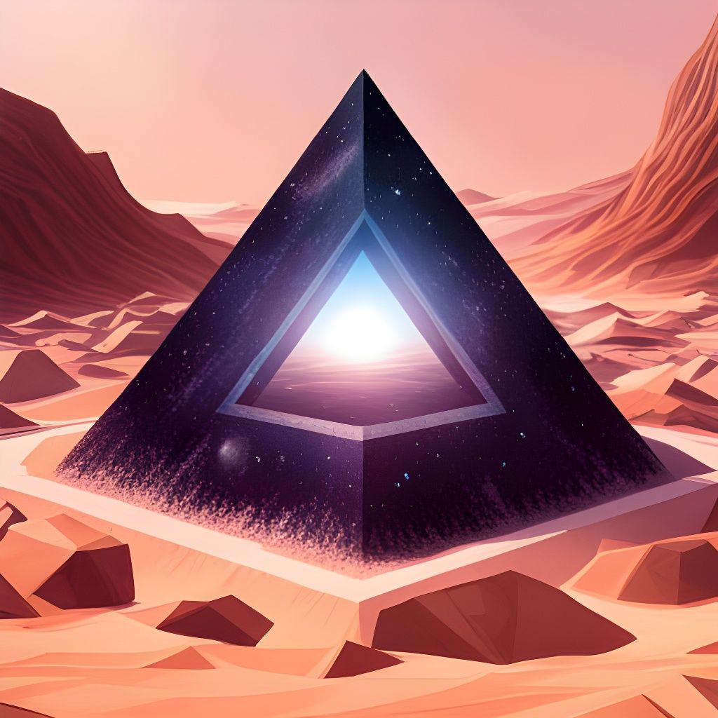 Gas Giant Inside Glass Pyramid, Digital Illustration
