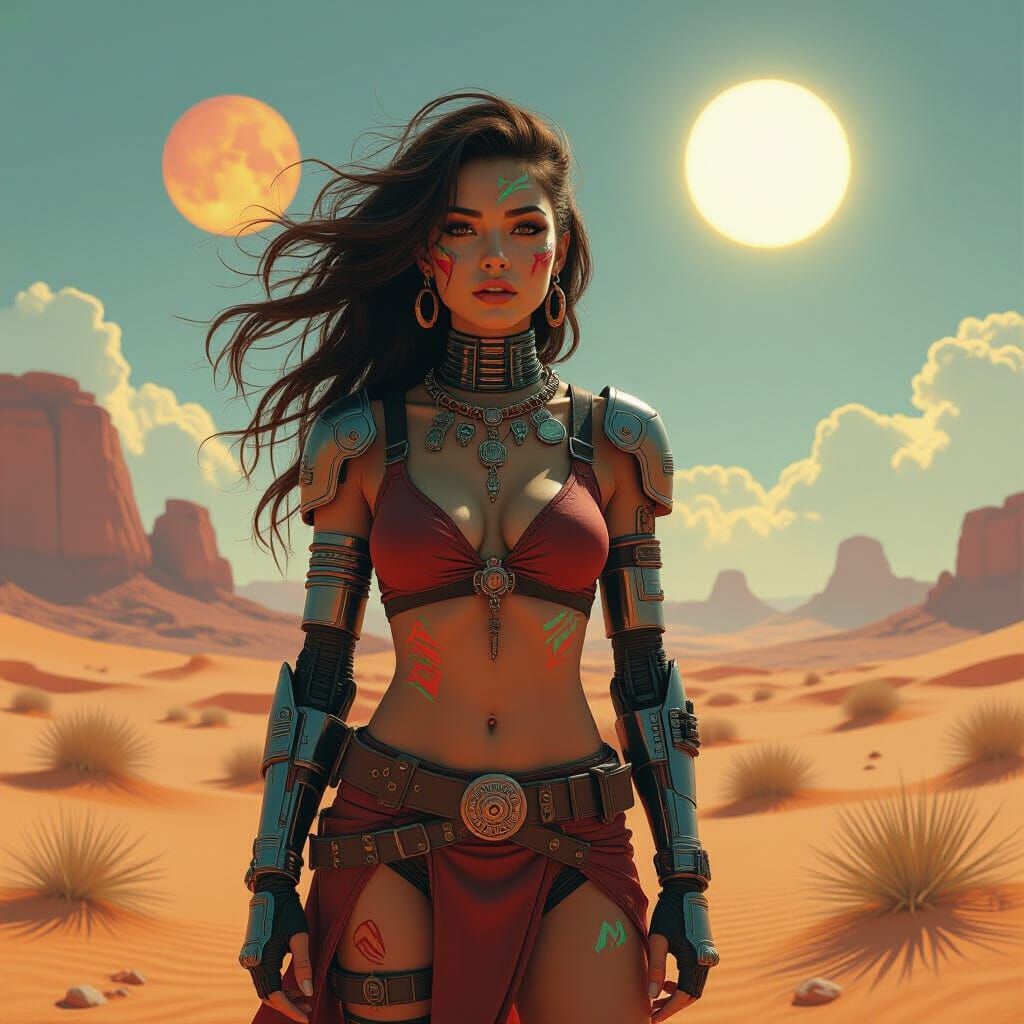 Alien Desert Wanderer with Mechanical Arm, in Digital Art St...