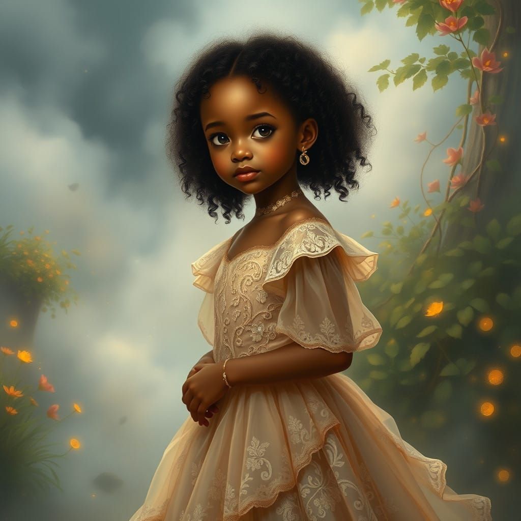 Ethereal Fantasy Girl in Whimsical Gown