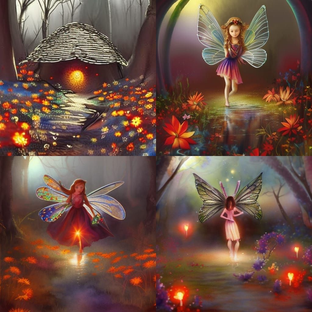 Detailed Watercolor Painting of Fairies in 8K