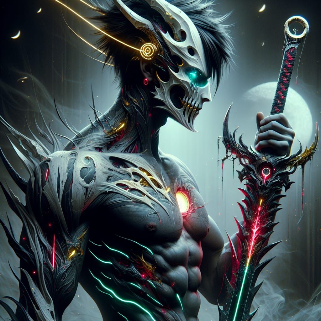 Hyperrealistic Warrior in Cosmic Void