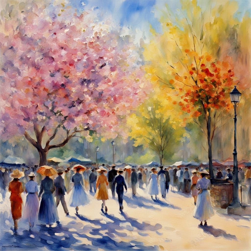 Impressionist Masterpiece of a Lively French Spring Festival