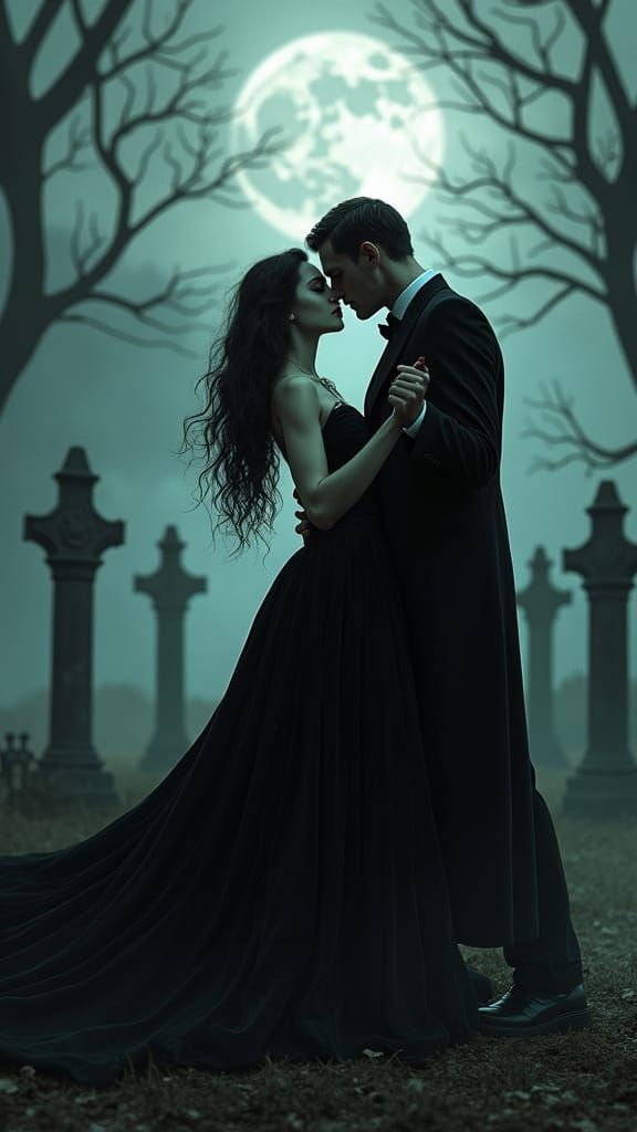 Vampire's Tango: A Gothic Digital Art Piece
