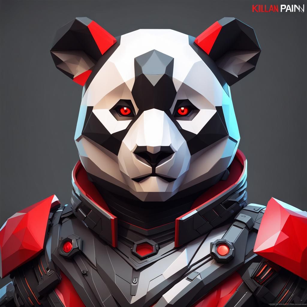 Panda Knight Portrait in Low Poly Style