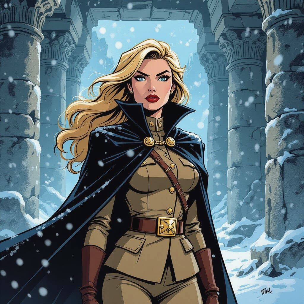 Helga Sinclair in a Snowstorm, Comic-Book Illustration