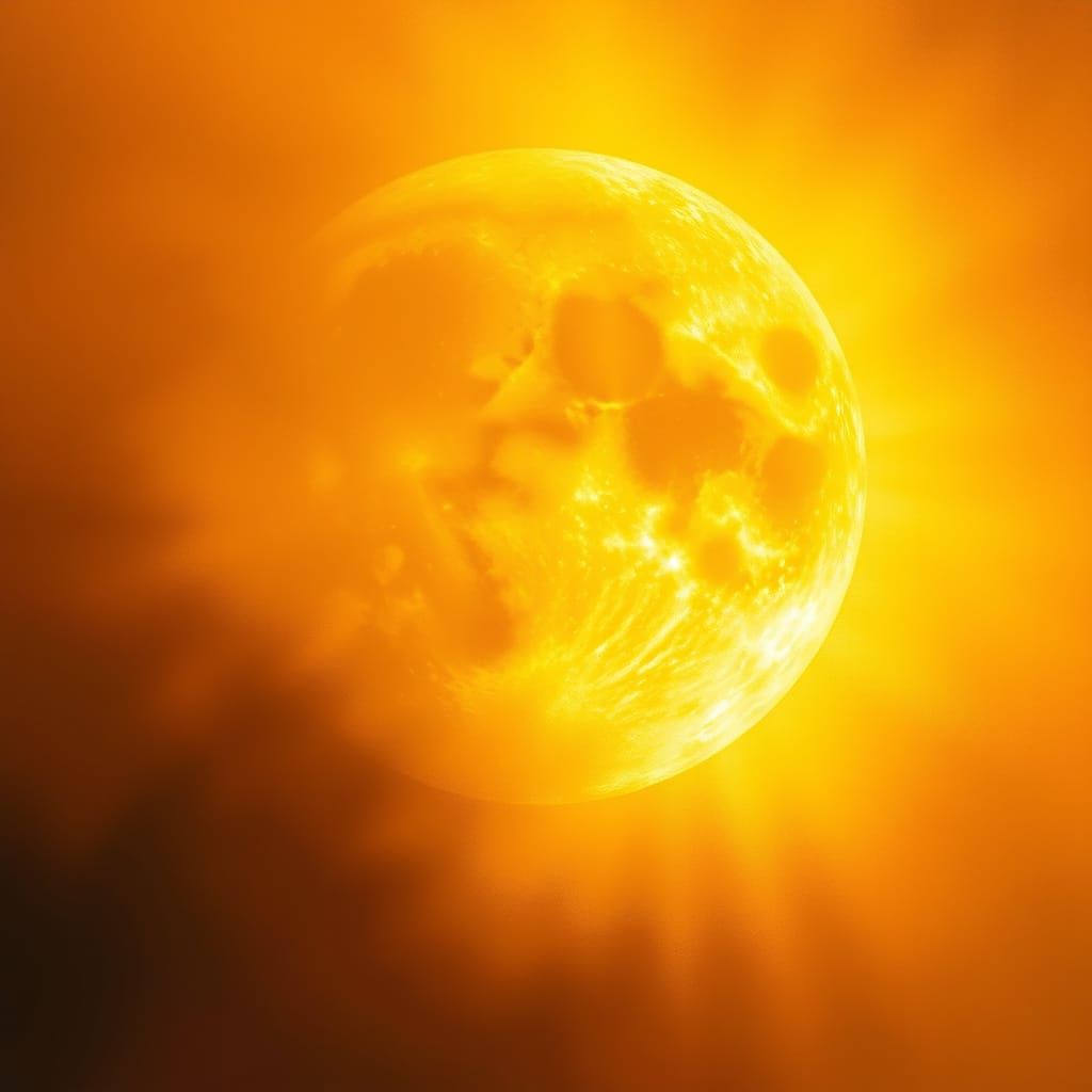 Majestic Moon in Hazy Atmosphere, Impressionist Style