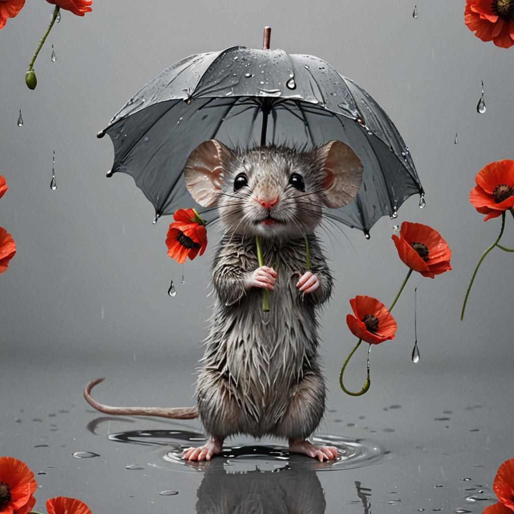 Mouse with Poppy Umbrella