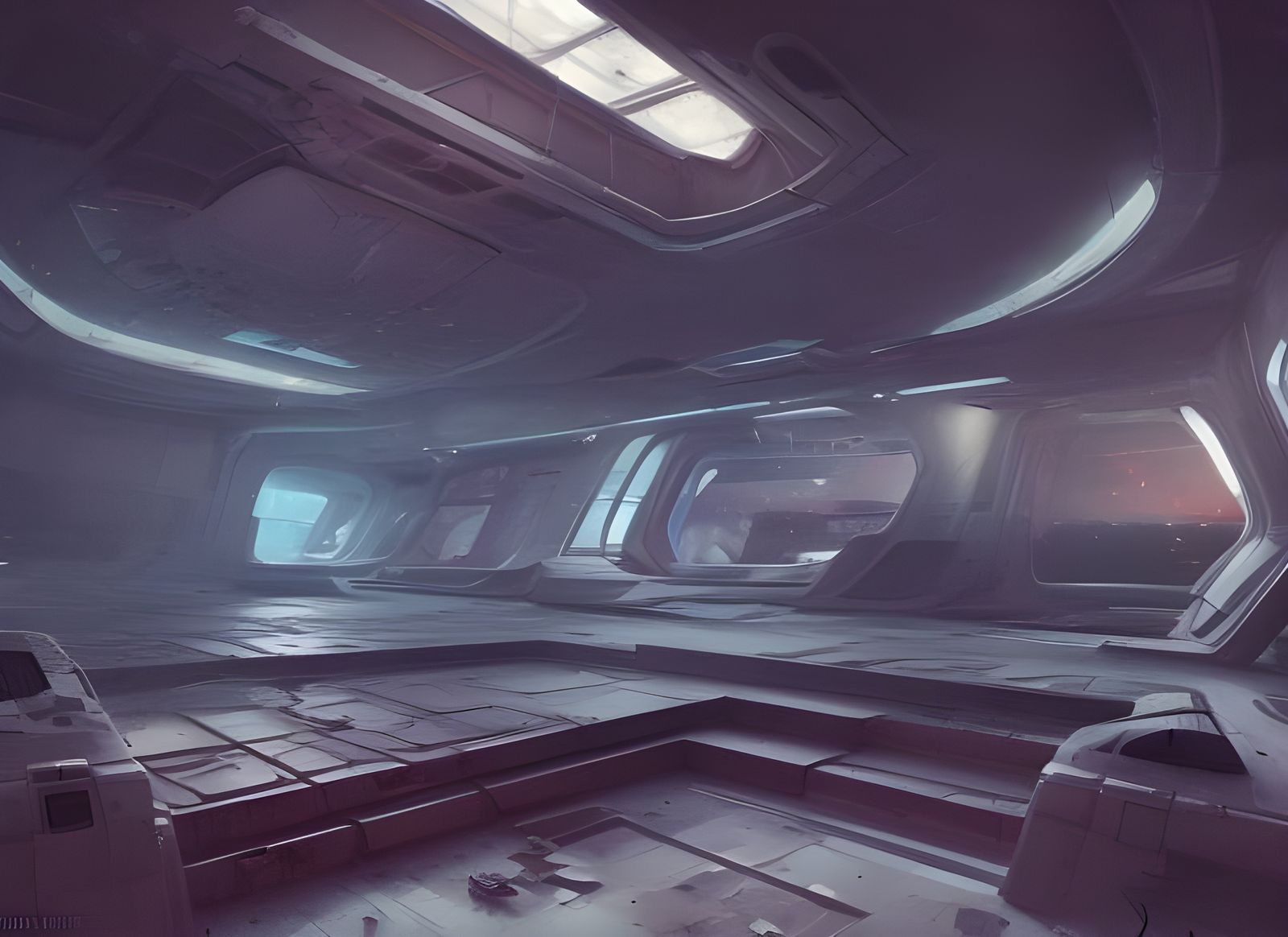 Ruined Spaceship Interior by Wojtek Fus
