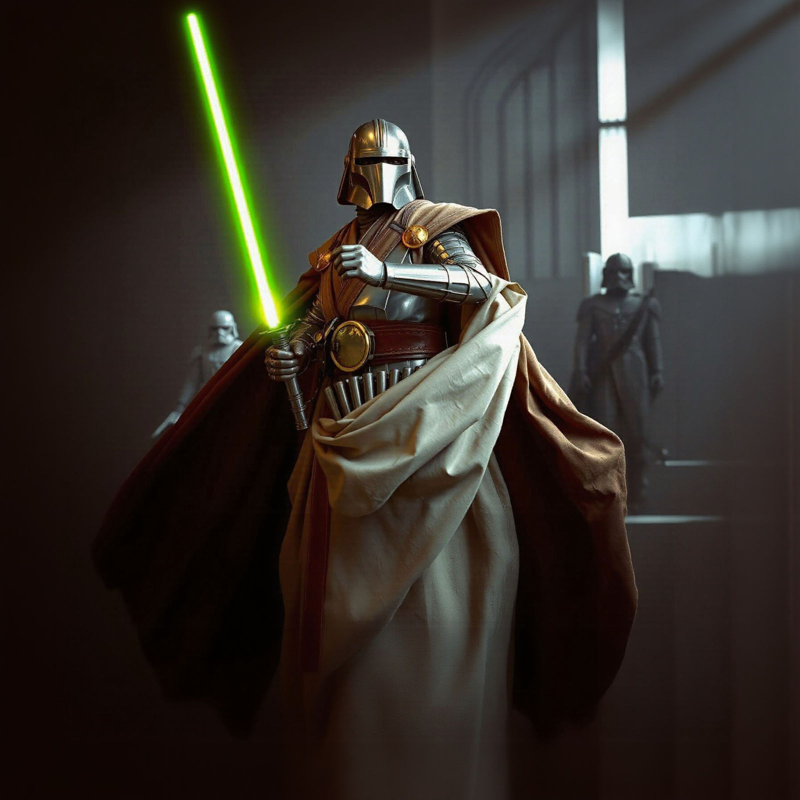 Grand Jedi Master in Majestic Silver Armor