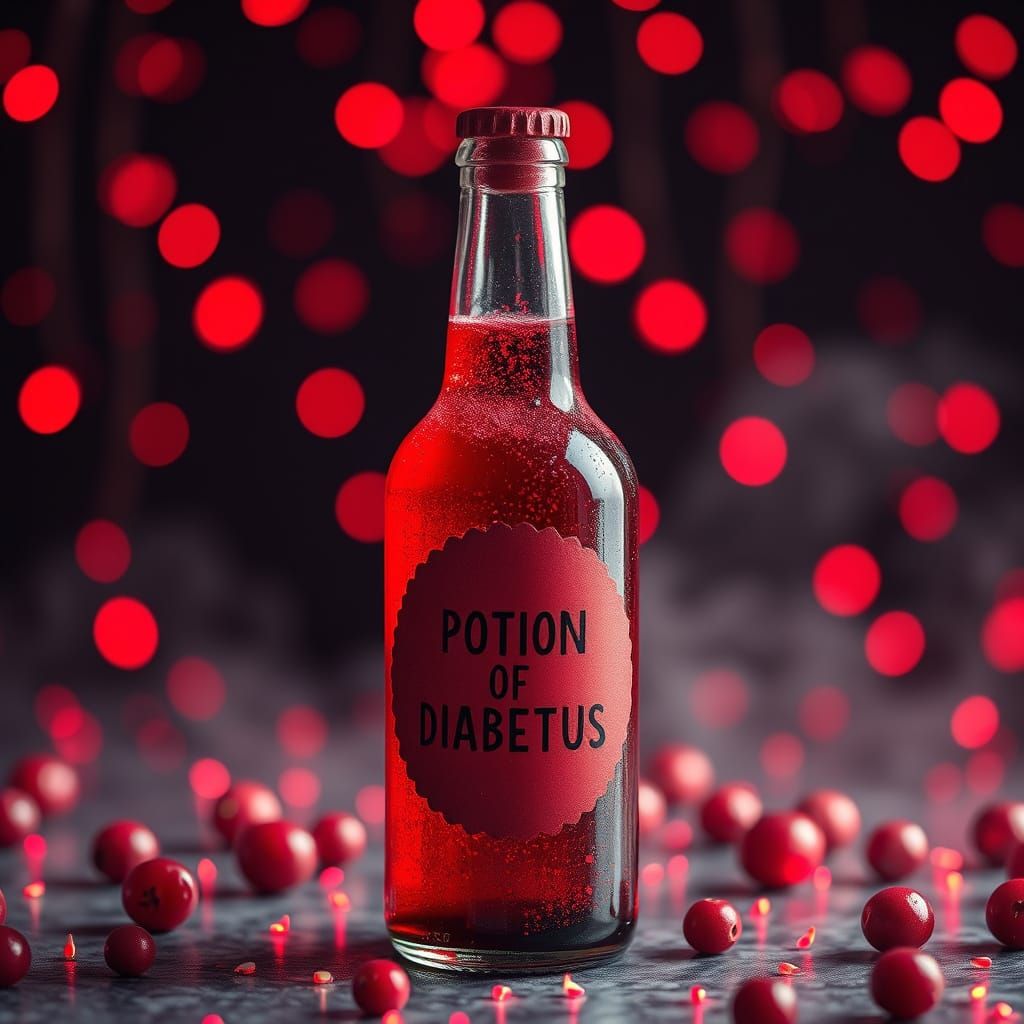Synthwave Potion Bottle with Glowing Red Lights