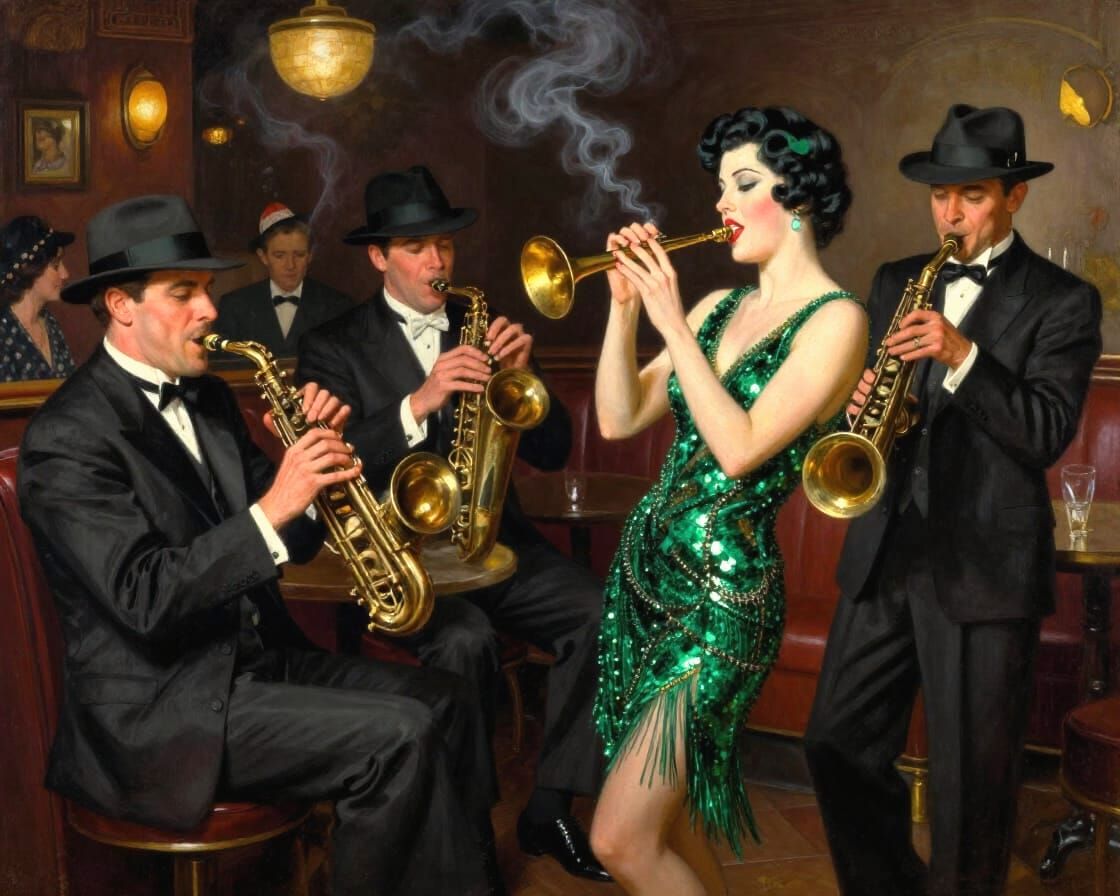 Jazz Trio Sings in Smoky Speakeasy