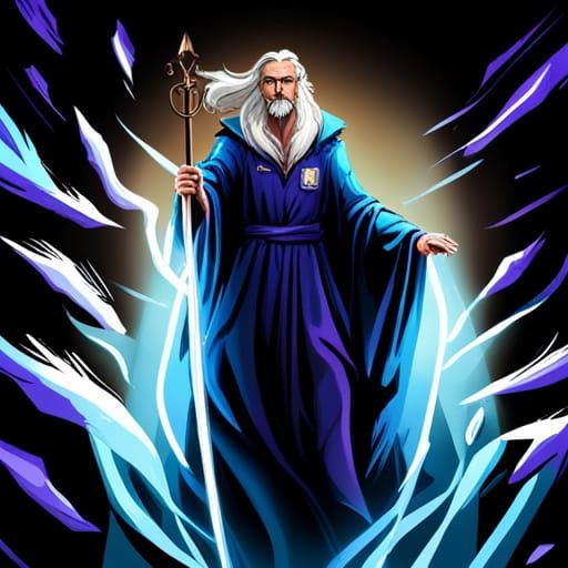 Powerful Wizard with Lightning, Graffiti Art Style