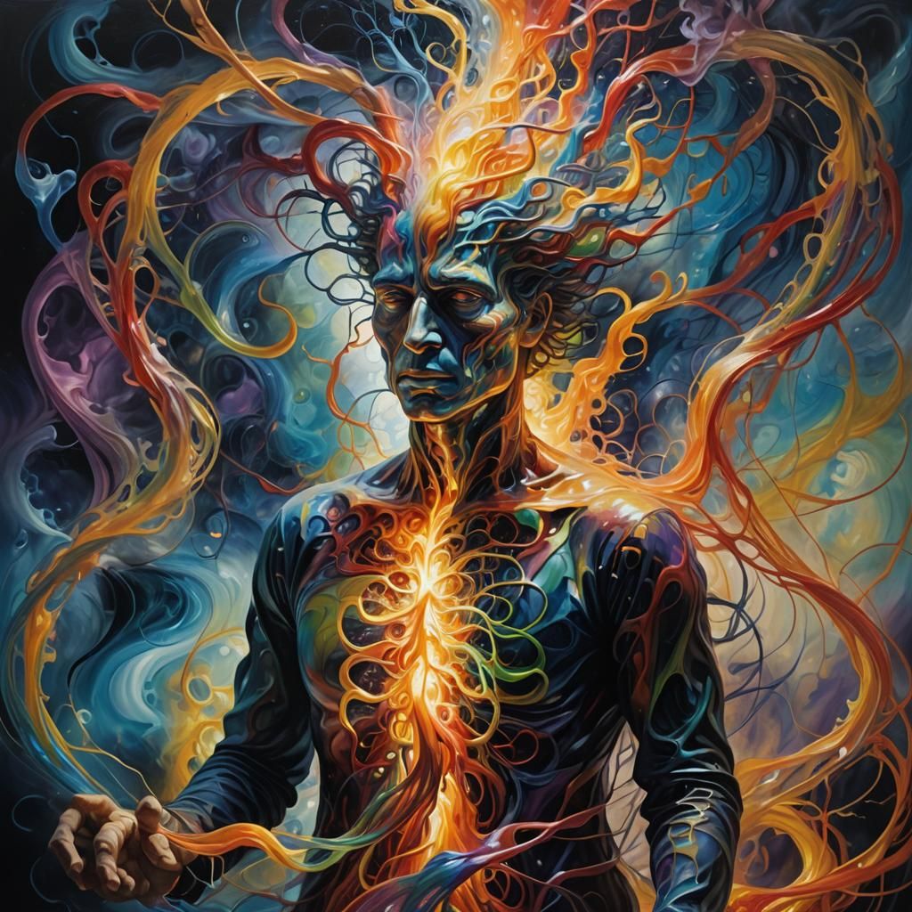 Liquid Light Weaver in Surreal Oil Painting