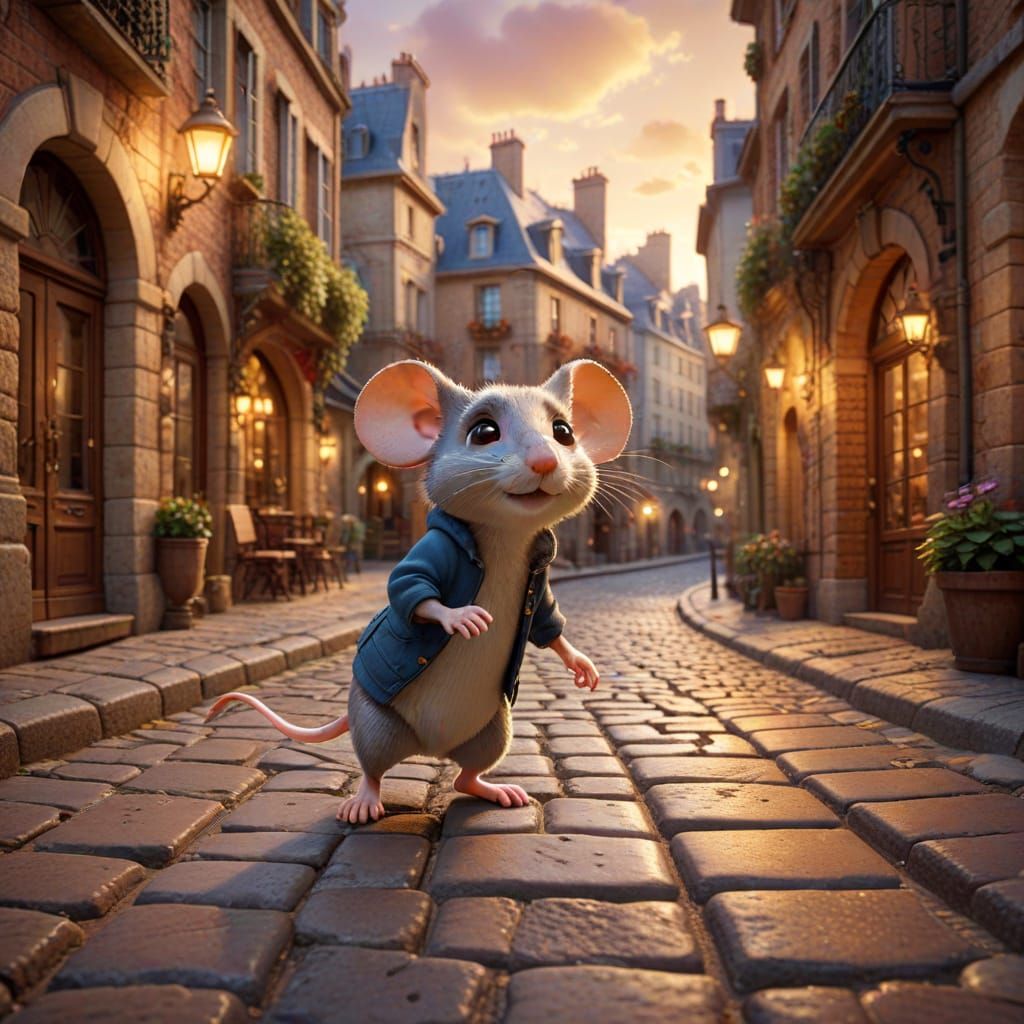 Mouse Adventurer Explores Paris in Pixar Style
