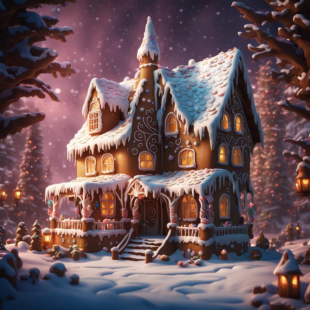 Fantastical Gingerbread House in Detailed Matte Painting