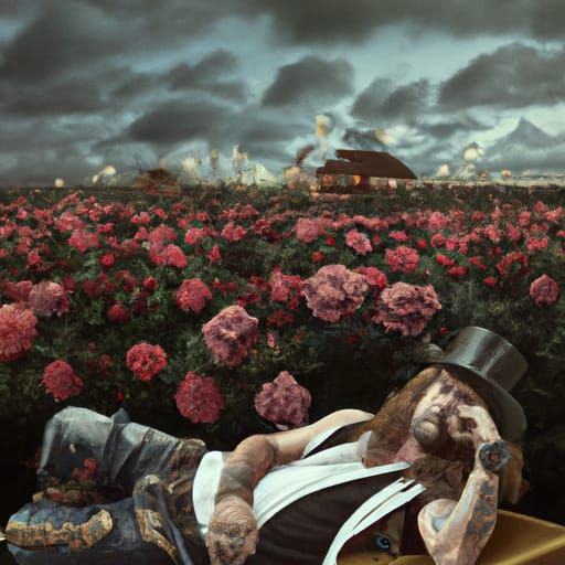 Axl Rose Resting in Roses: Hyperrealistic Digital Art