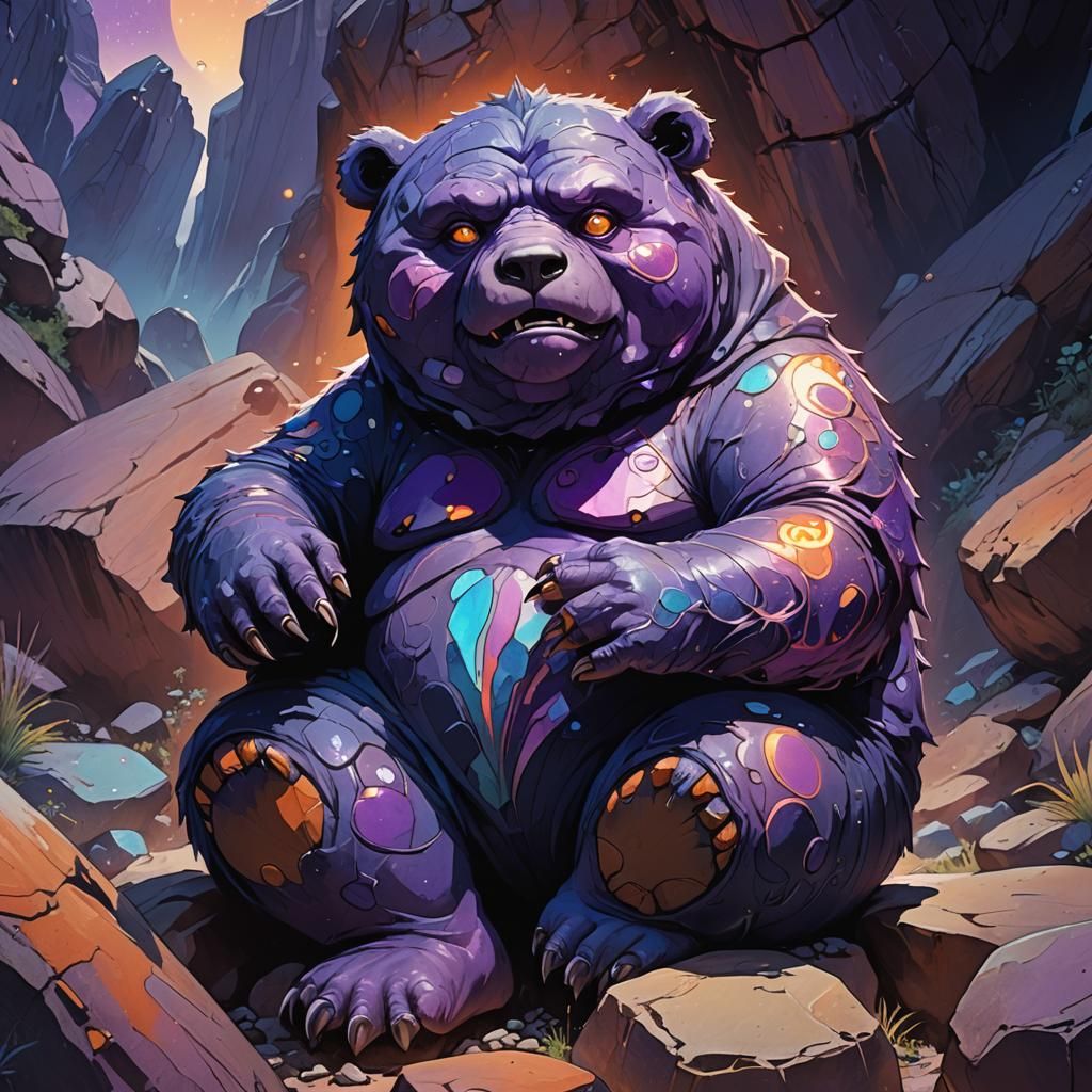 Purple Creature on Rock: Fantasy Concept Art