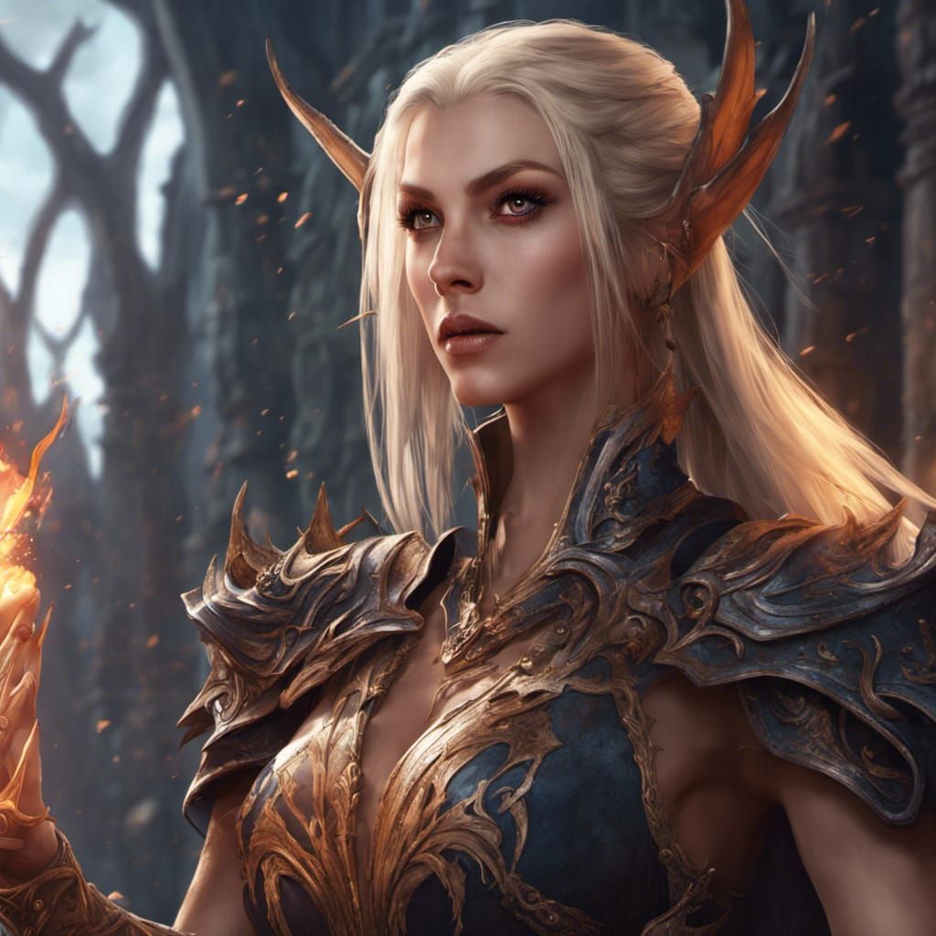 High Elf Sorcerer in a Detailed Fantasy Painting