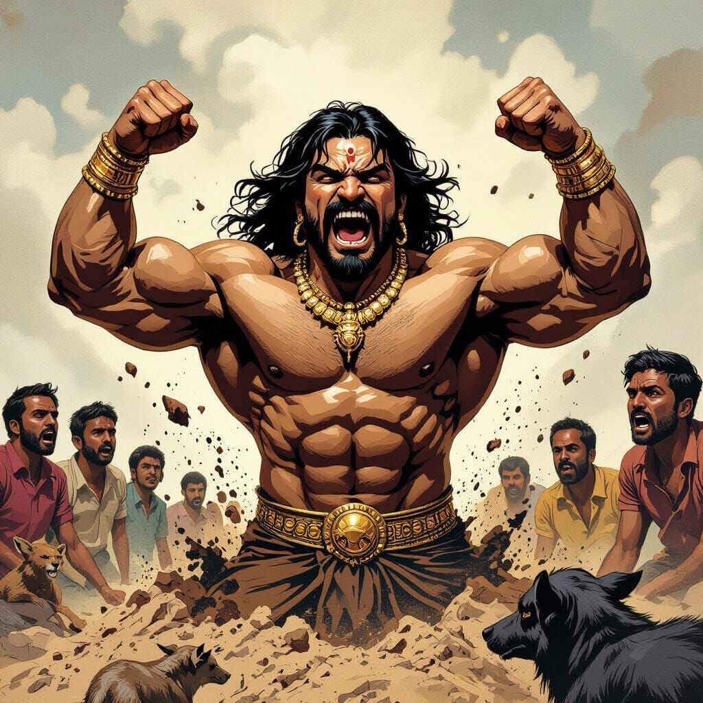 Powerful Man Emerges from Ground