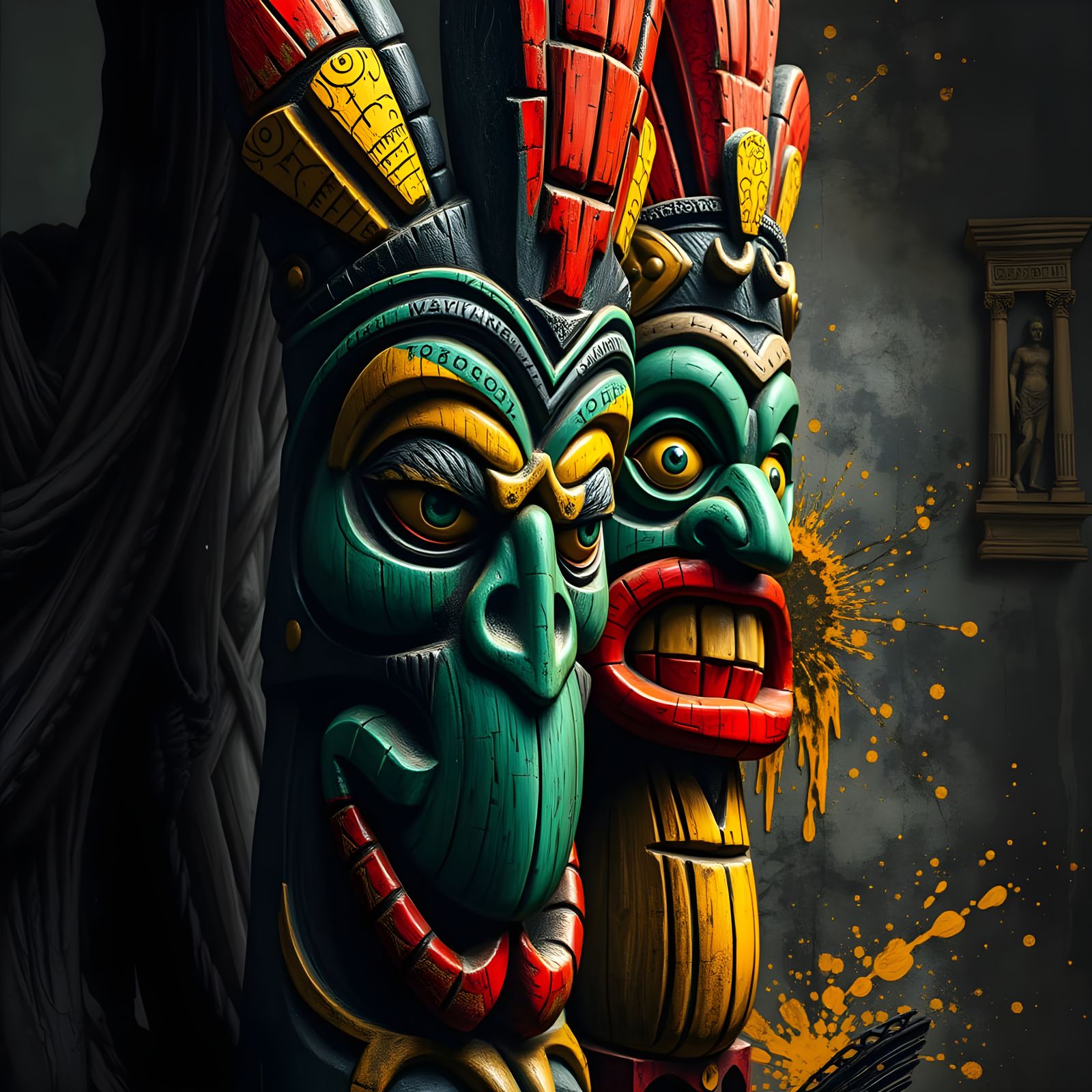 African Monkey Mask Kathakali India Carvings