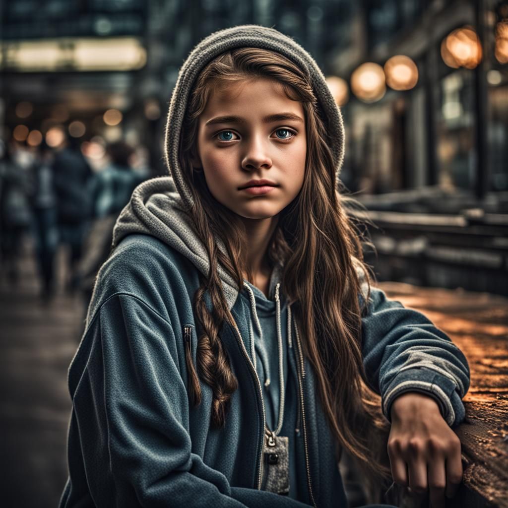 Hyperrealistic Portrait of a Beautiful Teen Girl