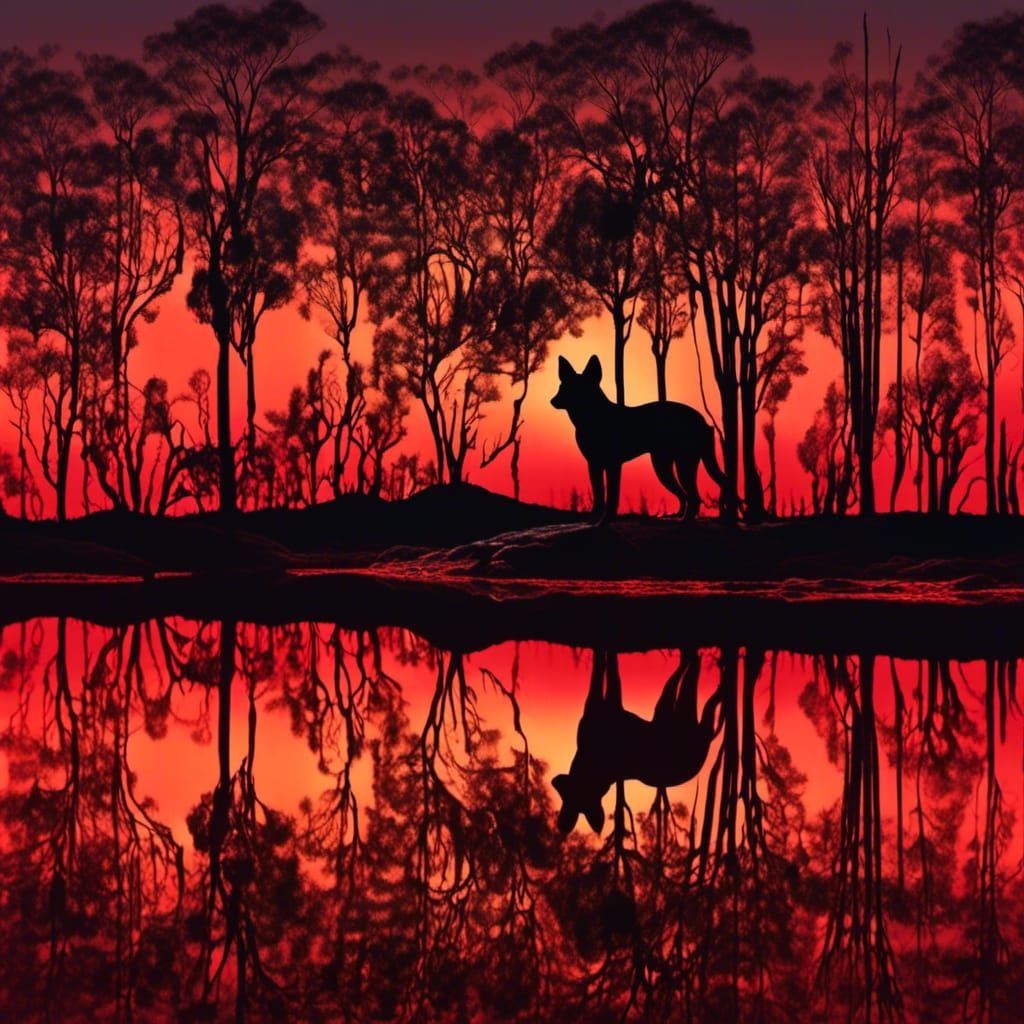 Double Exposure Dingo Portrait in Outback Australia