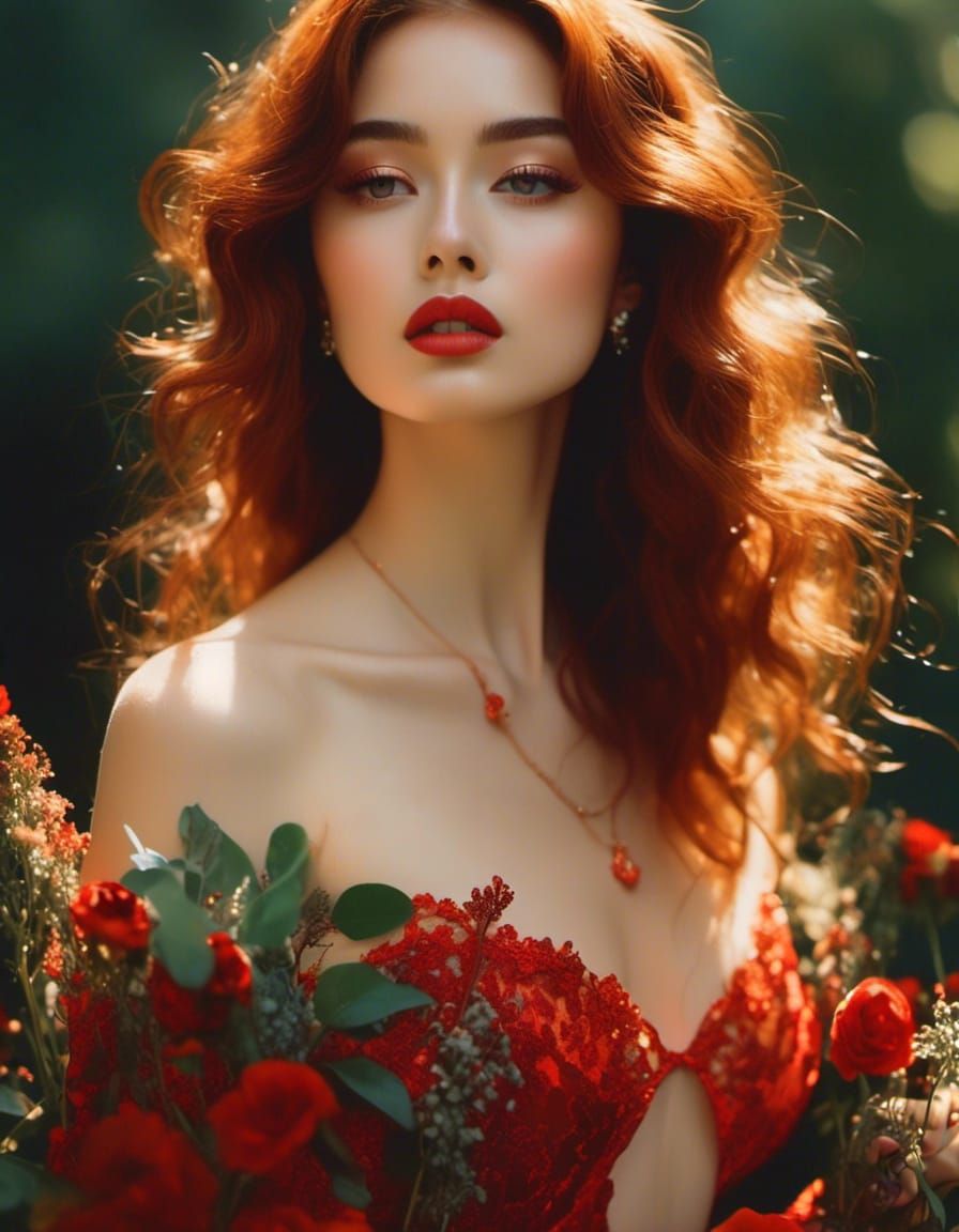 Hyperreal Elven Woman Portrait in Sunset Light