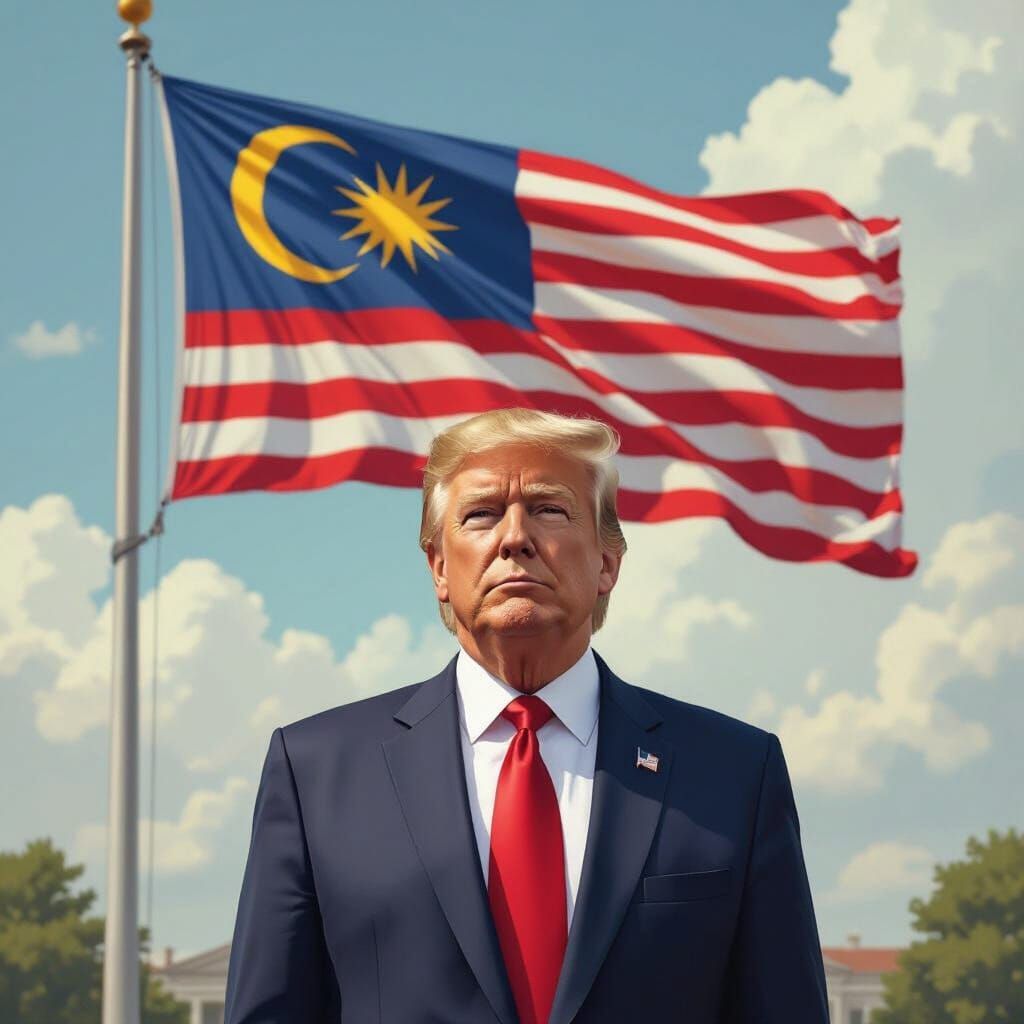 Malaysian Flag and President Trump in Digital Art