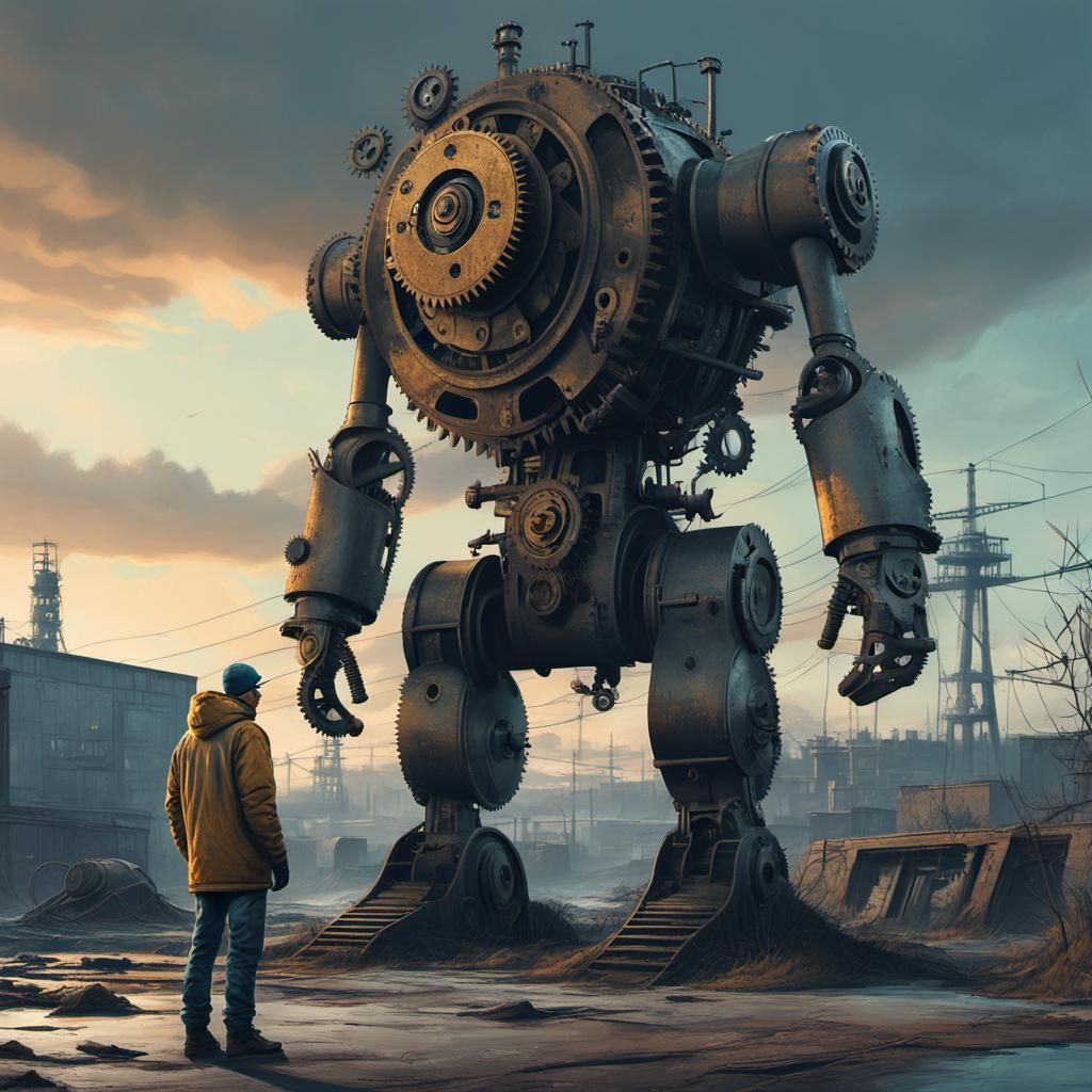 Post-Apocalyptic Figure in Hyper-Realistic Graffiti Art