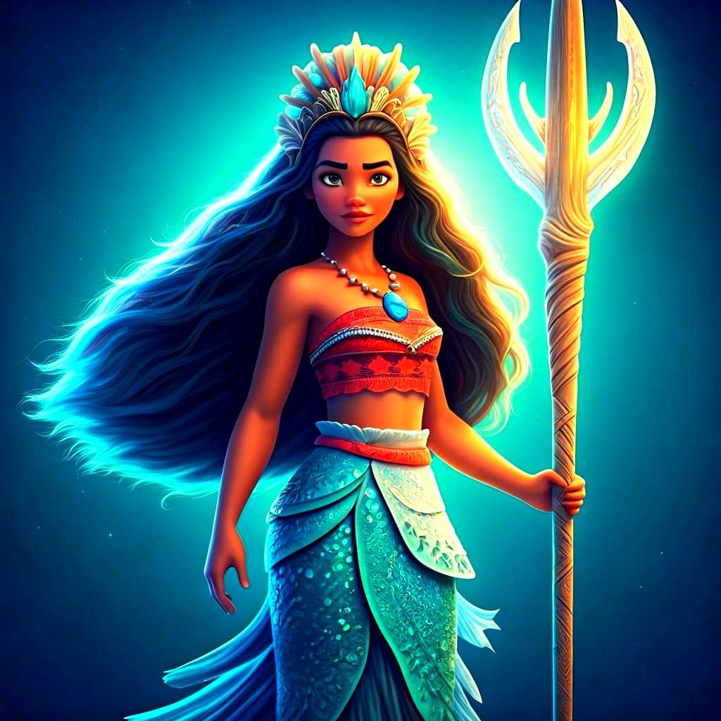 Moana as Sea Goddess: 3D Digital Art
