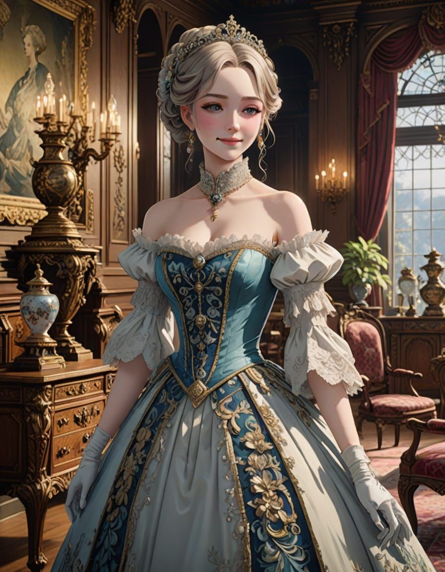 Victorian Woman in Anime Key Visual Style