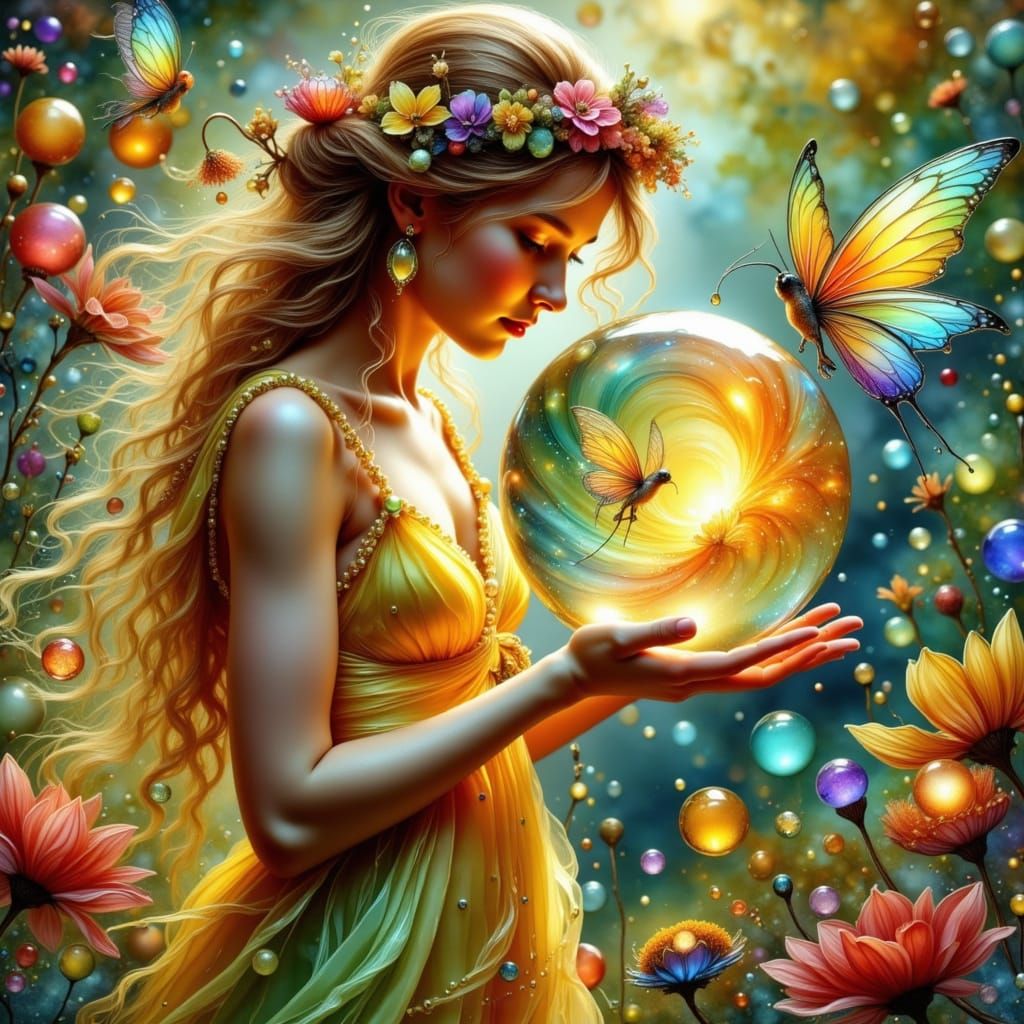 Rainbow Light Refraction Inside Glass Sphere