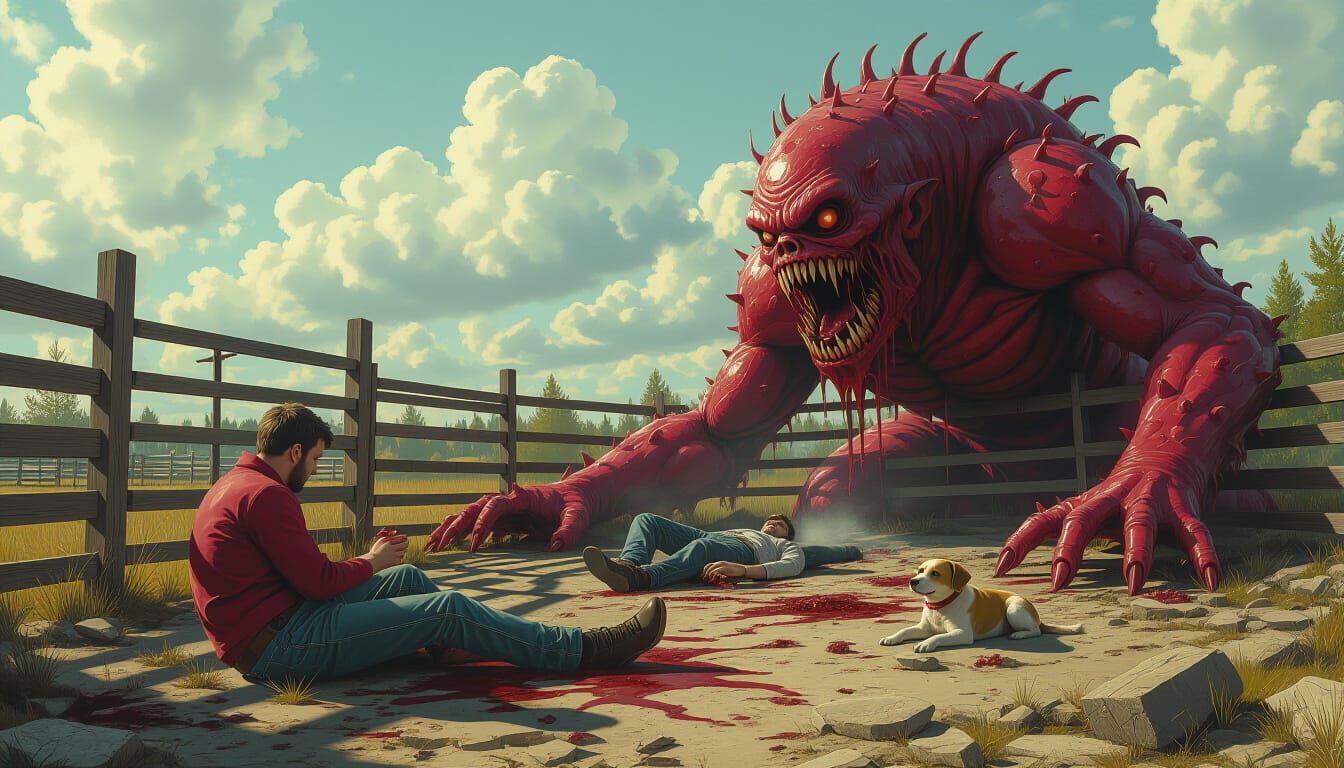 Mangled Corral: A Matte Painting of Carnage