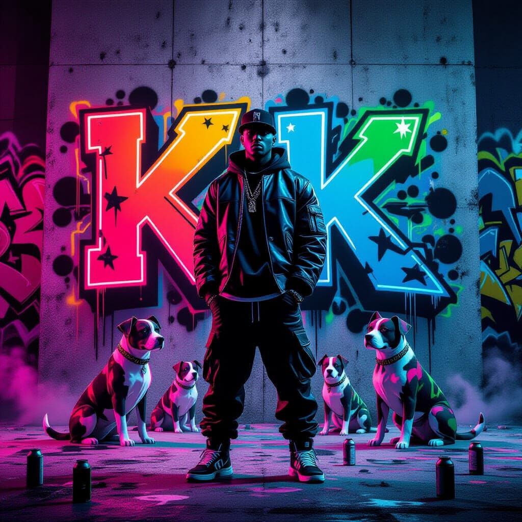 Rapper K in Vibrant Graffiti Art Portrait