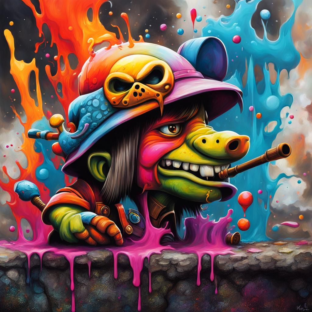 Kids Hunting Trolls in Colorful Graffiti Art