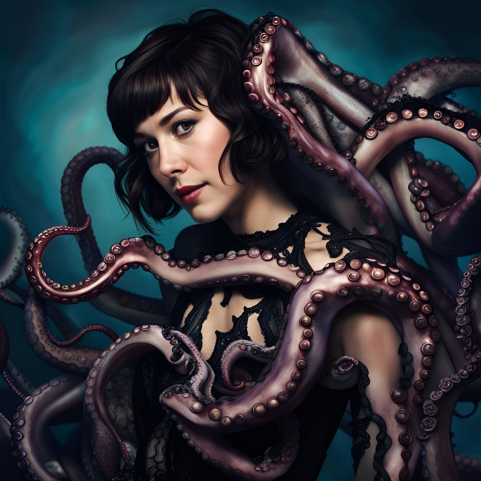 Mary Elizabeth Winstead and Large octopus
