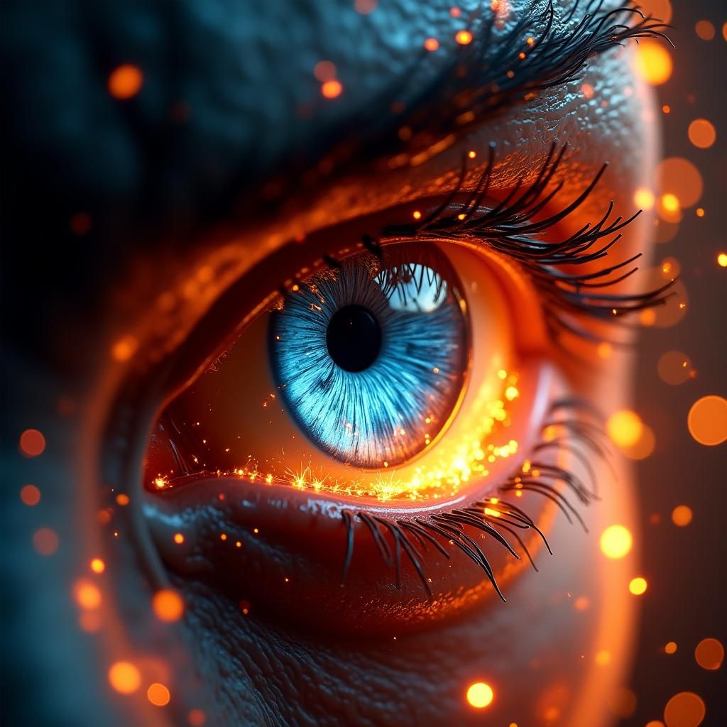 Intense Molten Metal Eye Staring into Soul