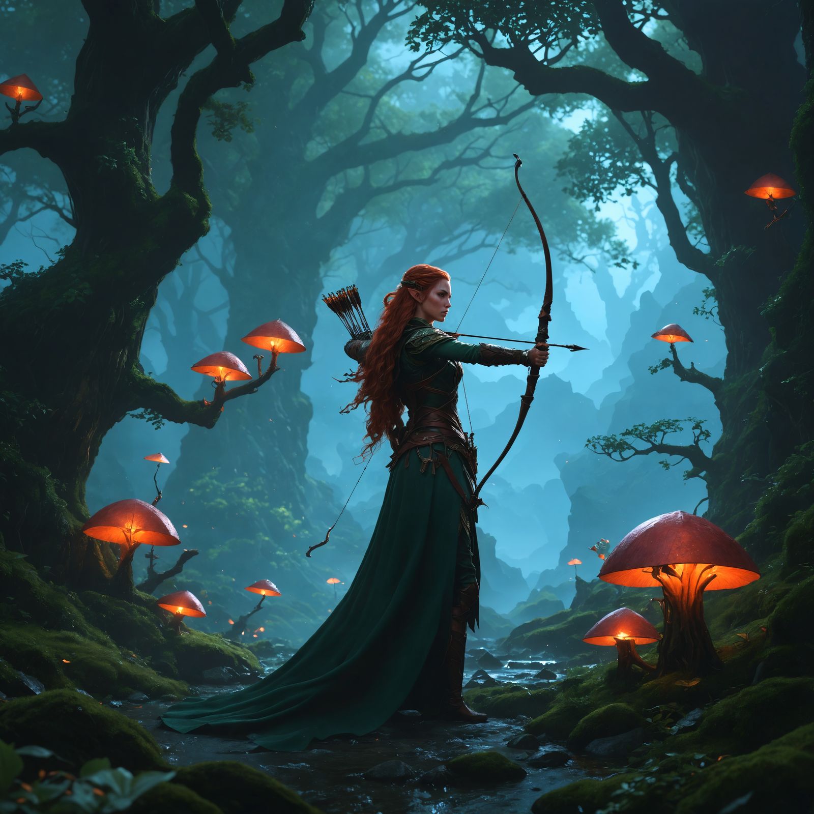 Detailed Elven Archer in Fantasy Concept Art