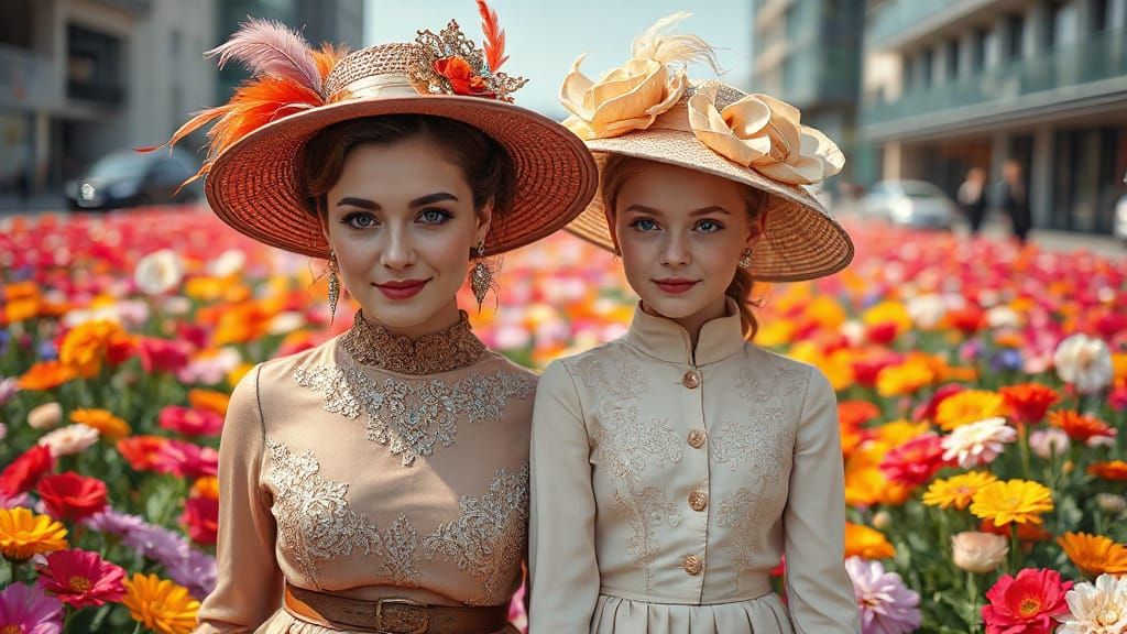 Ornate Filigree Hats on Impressionist Women