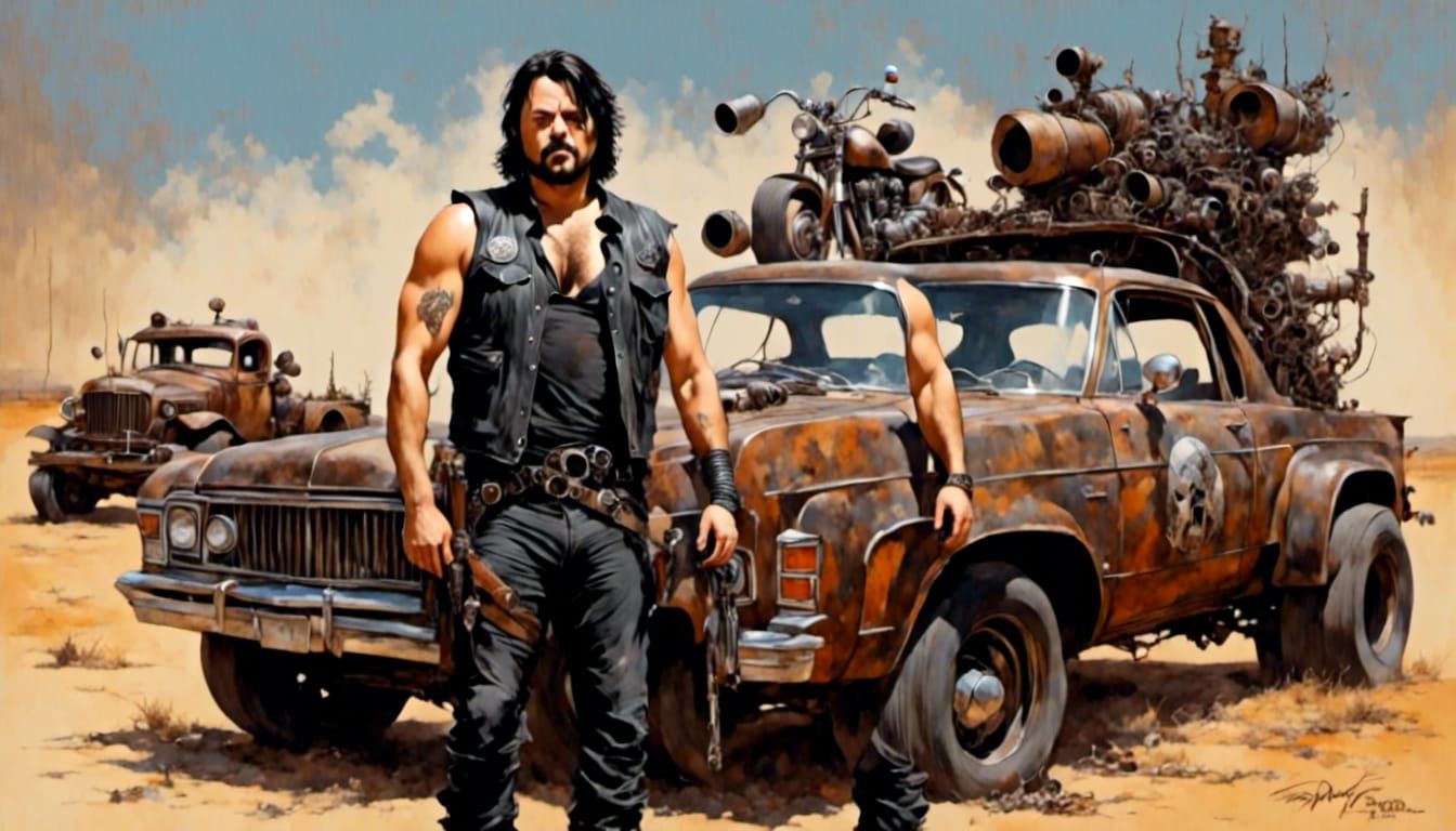 Mad Max Character in Retro Rockabilly Style