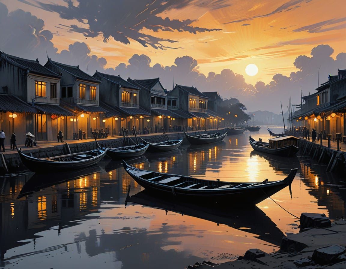 Impressionist Sunset on Hoi An's Tranquil Riverside