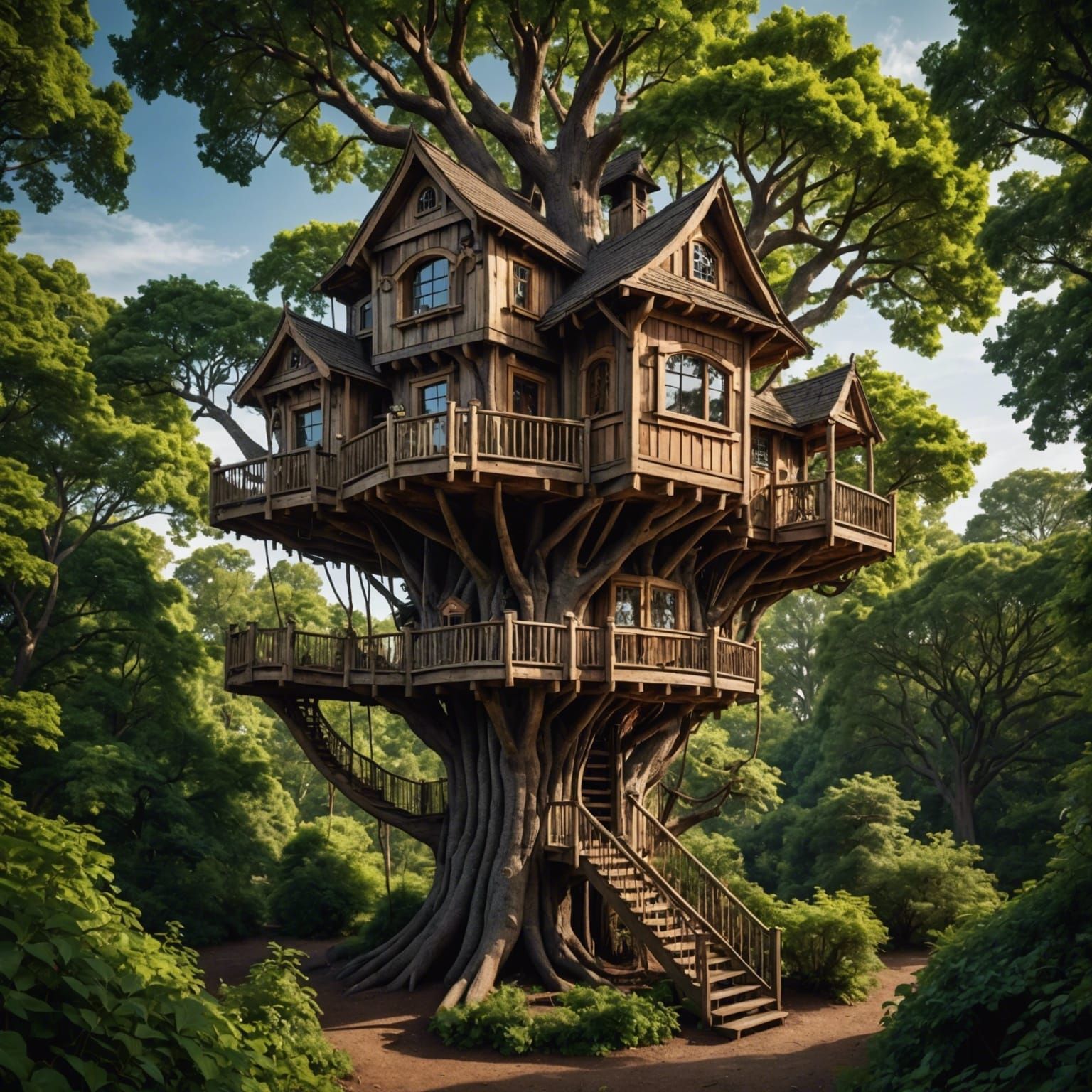 Hyperrealistic Treehouse with Intricate Details