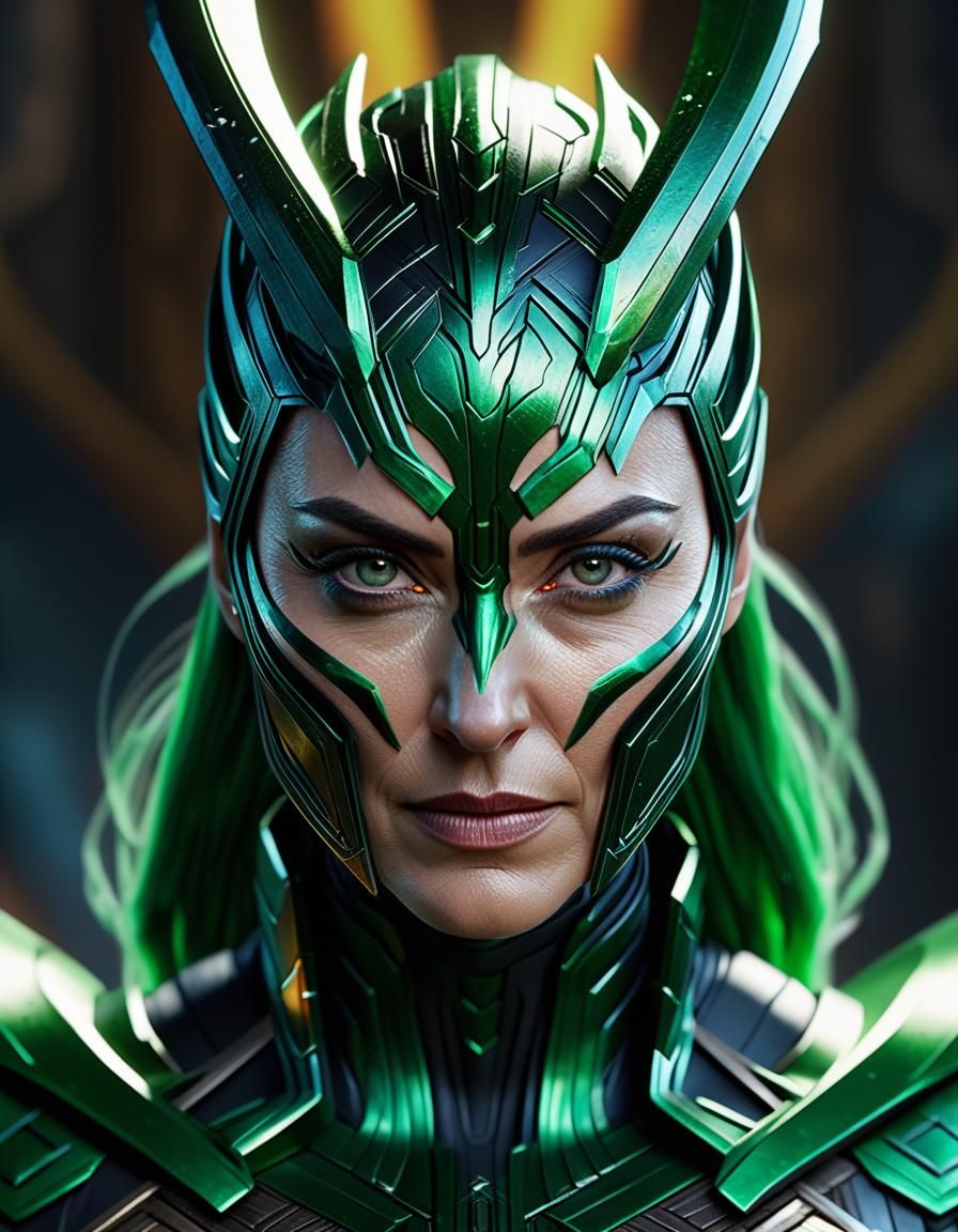 Hyperrealistic Hela from Thor Ragnarok in 8k