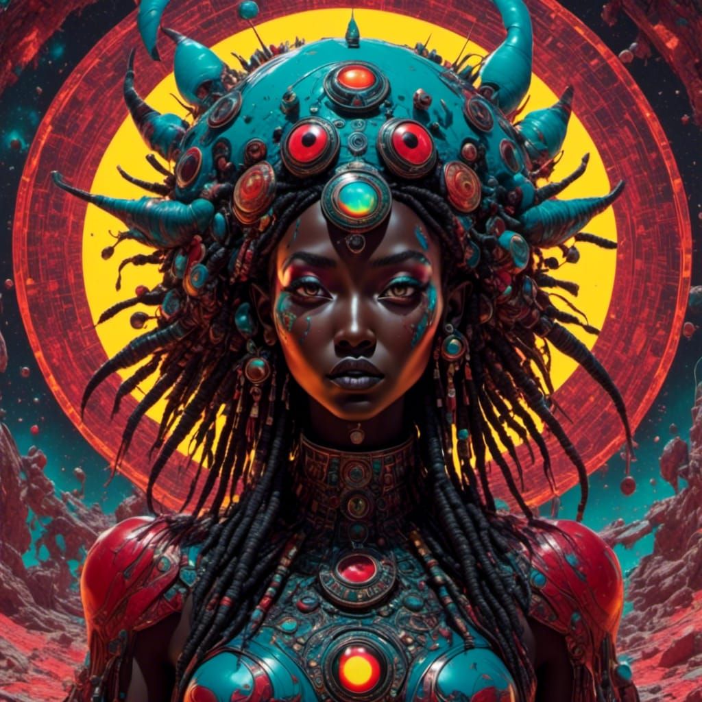 Colossal Eyeball Creature in Graffiti Style