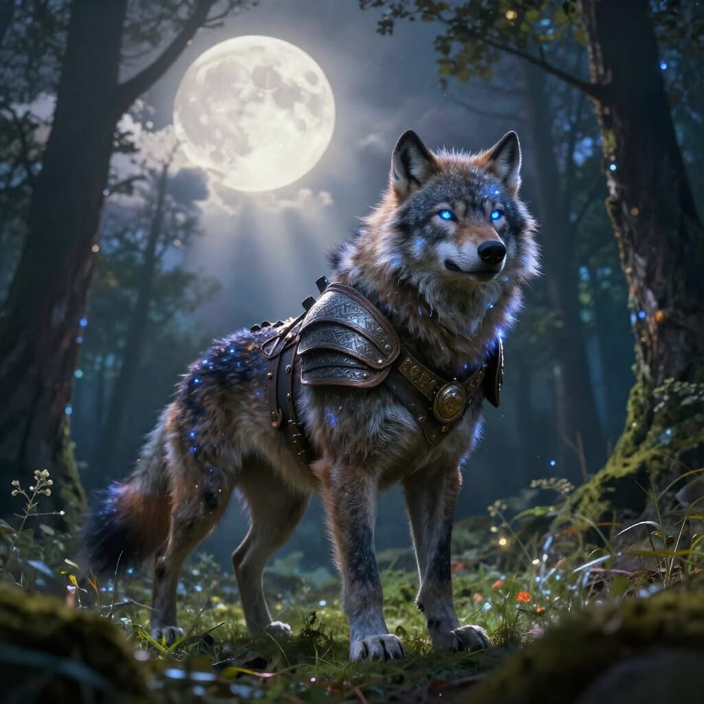 Werewolf Viking Warrior Under Full Moon