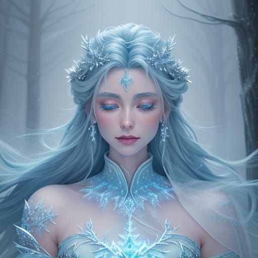 Goddess of Ice in Ethereal Fantasy Style